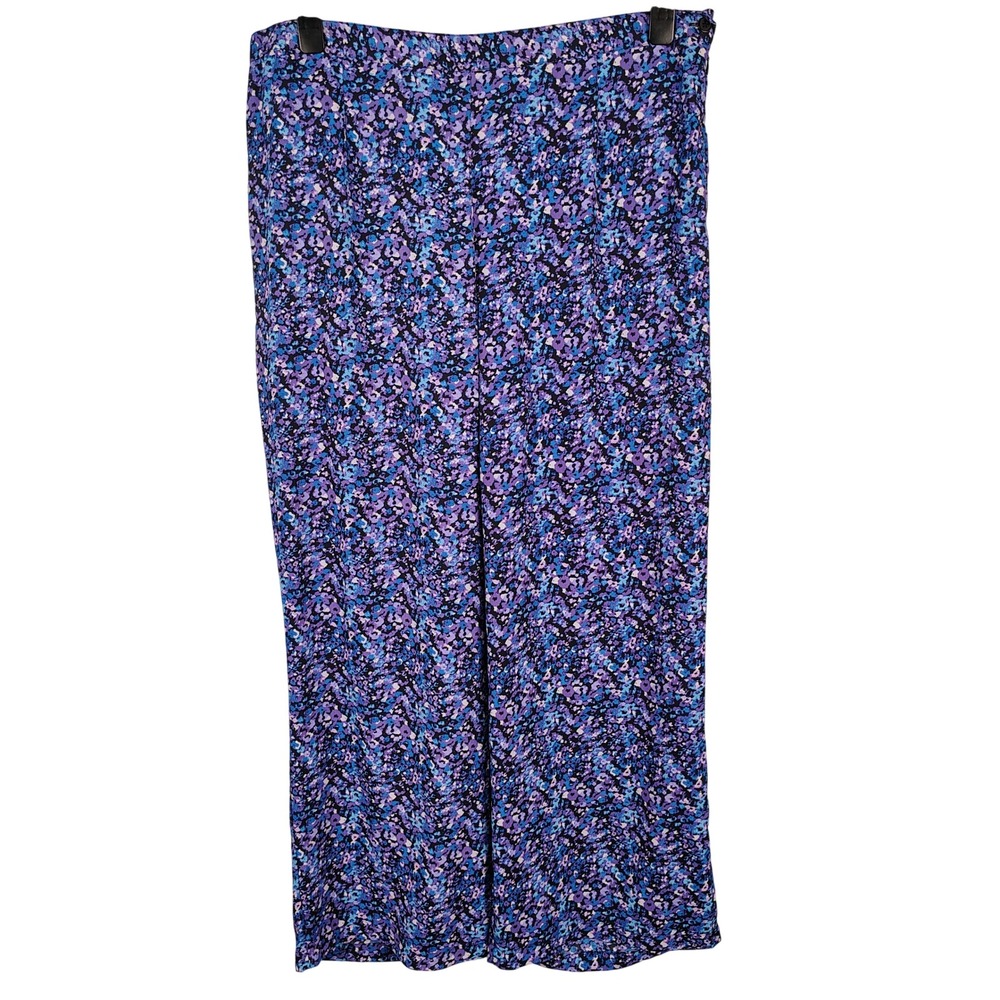 Mark Zunino Womens 1X Wide Leg Floral Pants Purple Blue Boho Cottagecore